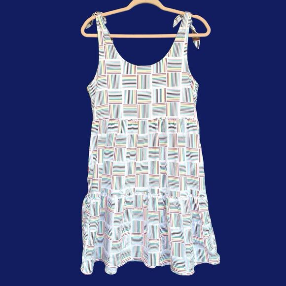 Unbranded Sundress Womens Medium Multicolor Rainbow Barcode Pride Button Front - Picture 2 of 11